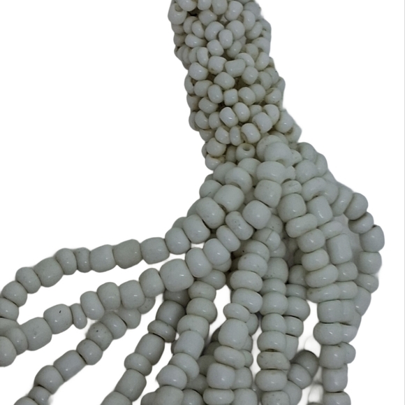 Vintage Cream White Multi-Strand Seed Bead Statement Necklace Boho - Picture 5 of 5